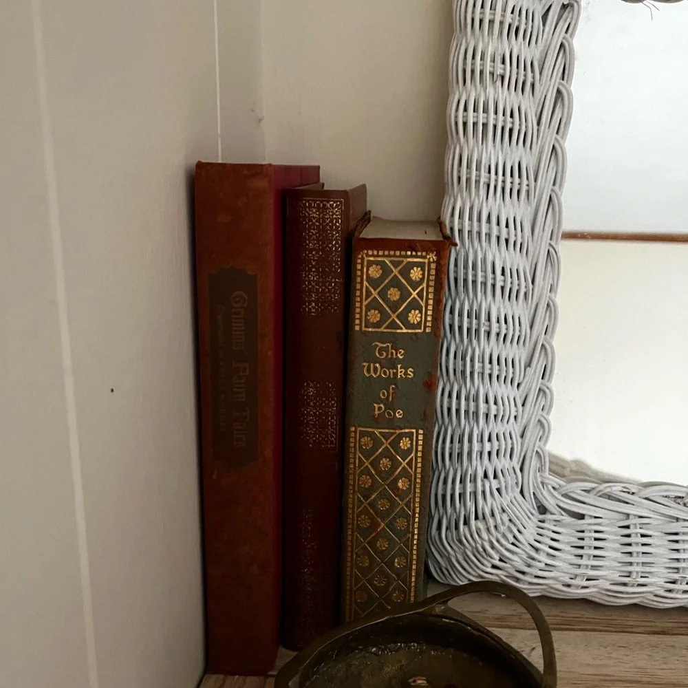 Vintage White Wicker Wall Mirror